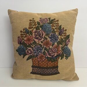 Floral tapestry throw rectange accent pillow